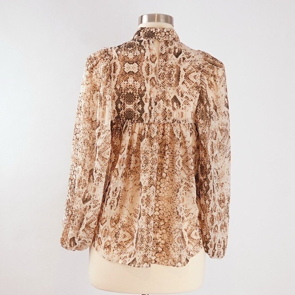 Bardot Snake Print Blouse Brown Cream - XS - NWT - Picture 3 of 7